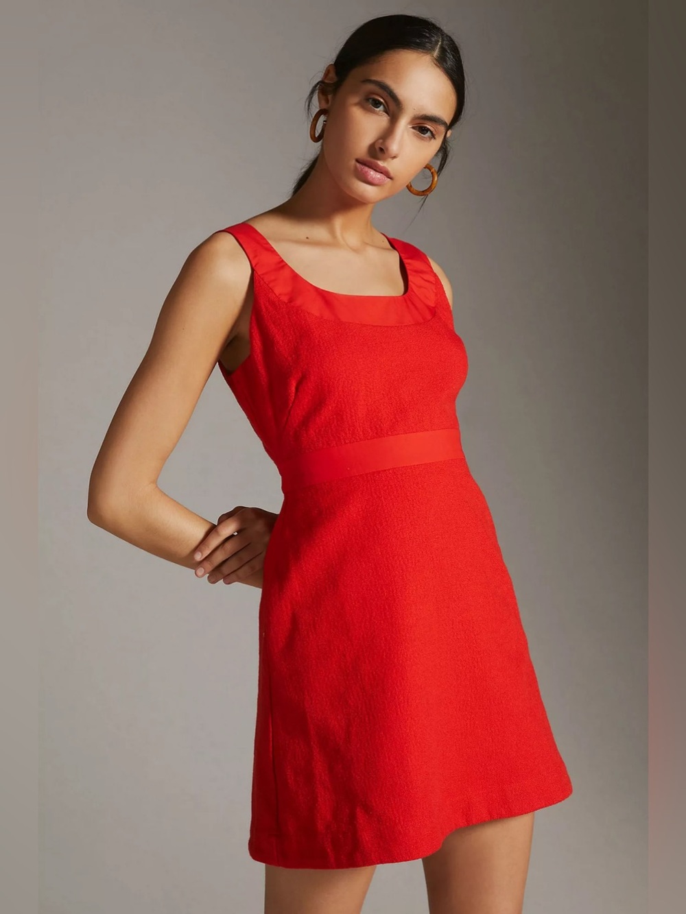 Maeve Anthropologie Sleeveless Scoop Neckline Open Back Mini Dress Red Size 12